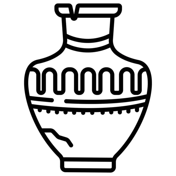 Simple Vector Icon Illustration Ancient Jar — Stock Vector