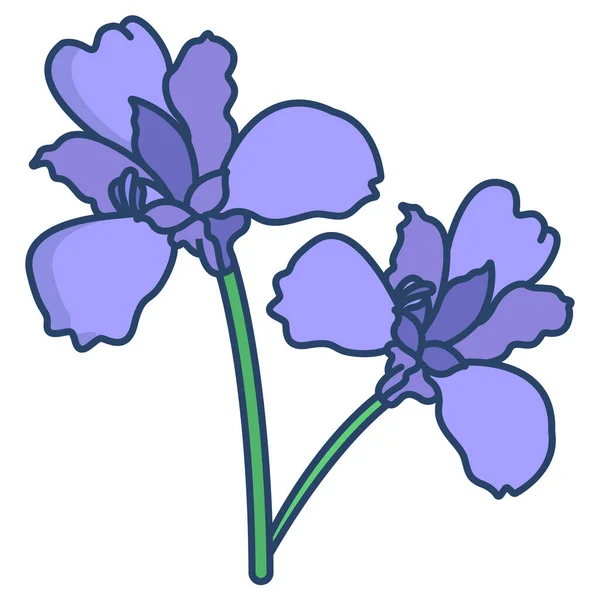 Фиолетовый Цветок Голубой Лентой Векторная Иллюстрация — стоковый вектор