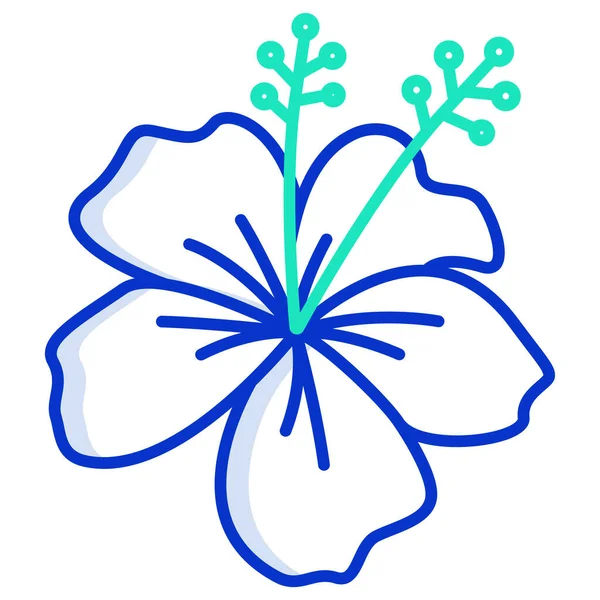 Голубой Цветок Зелеными Листьями Белом Фоне — стоковый вектор