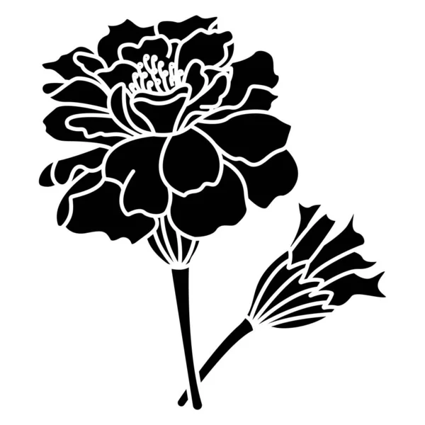 黒い輪郭の花のベクトル図 — ストックベクタ