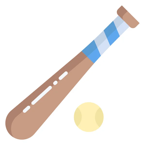 Icona Della Mazza Baseball Cartone Animato Attrezzature Sportive Vettoriale Illustrazione — Vettoriale Stock