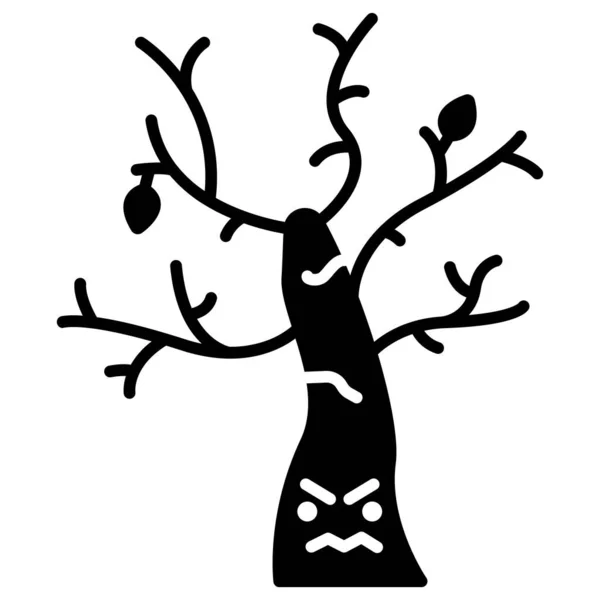 Schwarz Weiße Abbildung Eines Baumes — Stockvektor