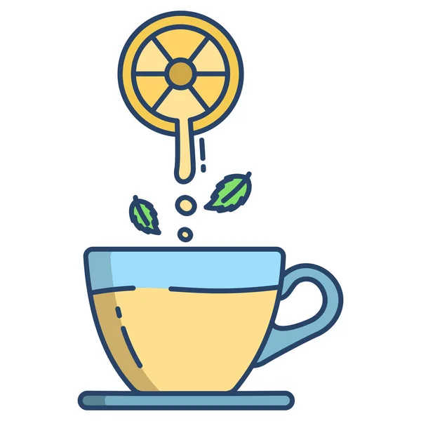Tasse Tee Mit Zitrone Und Heißgetränk Vektor Illustration Design — Stockvektor
