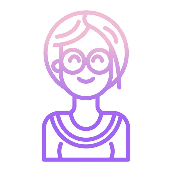 Icono Cara Mujer Contorno Avatar Femenino Carácter Vector Ilustración Símbolo — Vector de stock