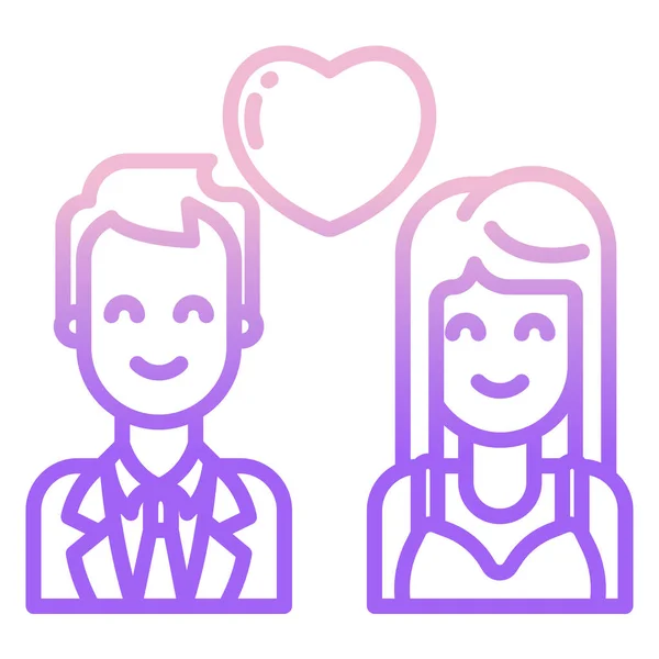 Pareja Con Icono Del Corazón Esbozar Ilustración Vectorial Personas Aislado — Vector de stock