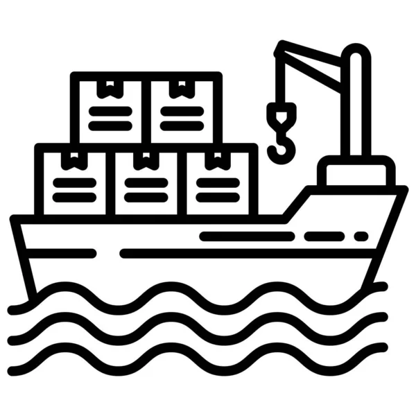 Eenvoudige Vector Ship Pictogram Witte Achtergrond — Stockvector