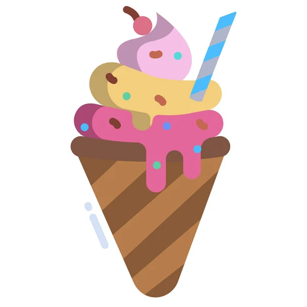 Cono Helado Con Chocolate Conos Waffle Diseño Ilustración Vectorial — Archivo Imágenes Vectoriales