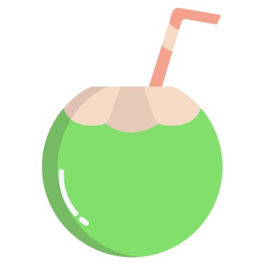 Hindistan cevizi içeceği beyaz arkaplanda basit vektör simgesi