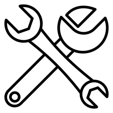 Anahtar, tornavida, arka planda izole edilmiş düz simge. vektör illüstrasyonu