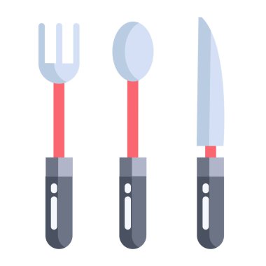 Mutfak gereçleri ve çatal bıçak ikonu vektör illüstrasyon grafik tasarımı