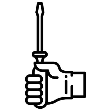 Basit vektör simgesi, elimizdeki tornavidayı görüntüleme 