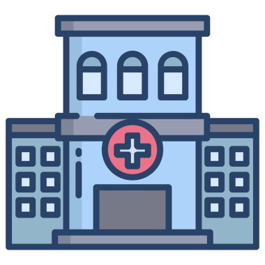 Ambulans vektör simgesi. Hastane ofis binası