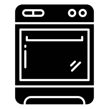 Mikrodalga fırın ikonu. Web için soba vektör simgelerinin özet çizimi