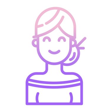 Saç stili ikonu olan kadın. Saç vektörü illüstrasyonlu hatları olan kız. insanlar konsept tasarlar