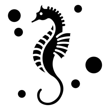 Beyaz arkaplanda basit bir vektör deniz atı simgesi