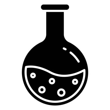 Kimya şişesi simgesi. Bilim teknoloji. Kimya, laboratuvar, bilim, biyoteknoloji kavramları için düz tasarım.