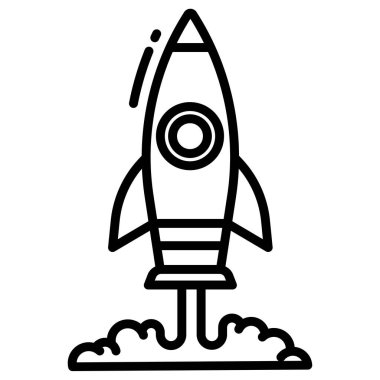Roket. Web simgesi basit illüstrasyon