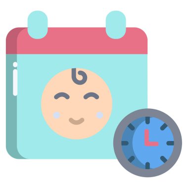 Basit vektör simgesi, Bebek Doğumu tarihinin ve saatinin çizimi