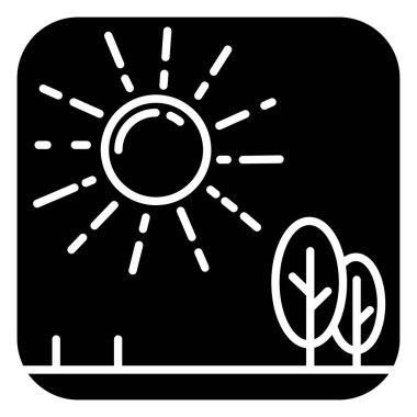 Basit vektör simgesi, güneşli manzaranın gösterimi