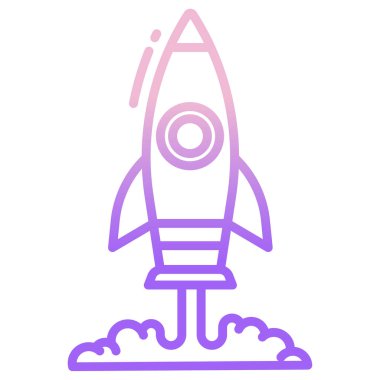 Roket. Web simgesi basit illüstrasyon