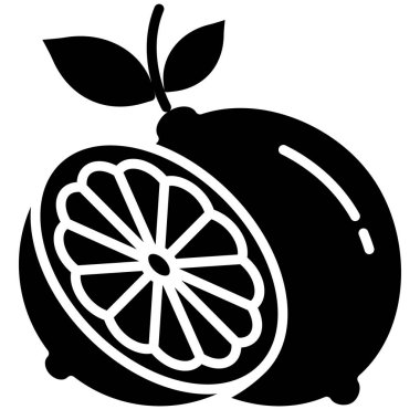 Büyük limonlu tek bir siyah beyaz simgenin vektör çizimi