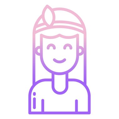 Şapka çizgisi simgesi olan kadın, vektör illüstrasyonu