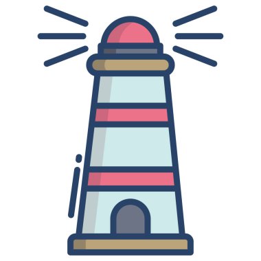 Deniz feneri. Web simgesi basit illüstrasyon