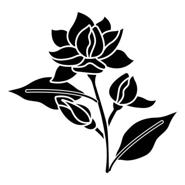 Çiçek ikonu. siyah ve beyaz resimleme.