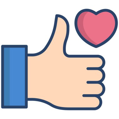 Basit vektör simgesi, kalbi olan el çizimi 