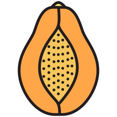 papaya meyve ikonu vektör illüstrasyonu