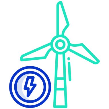 Rüzgar türbini ikonu. Web için güneş enerjisi vektör simgelerinin özet çizimi