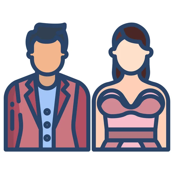 Couple Icône Web Illustration Simple — Image vectorielle