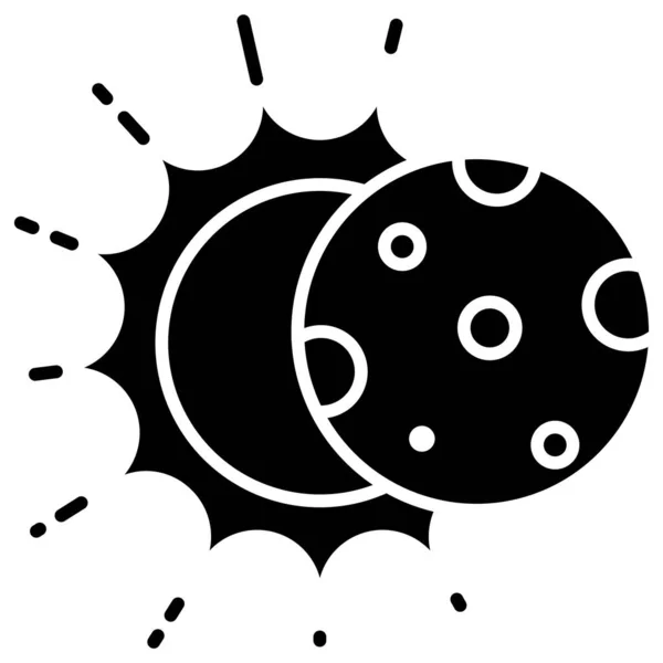 Einfaches Vektor Symbol Für Sonnenfinsternis Auf Weißem Hintergrund — Stockvektor