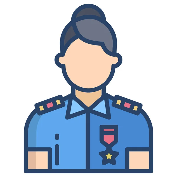 Mujer Policía Icono Web Ilustración Simple — Vector de stock