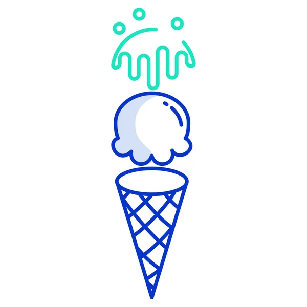 Ice Cream Cone Icon Cartoon Kawaii Sweet Dessert Vector Icons — Stock Vector