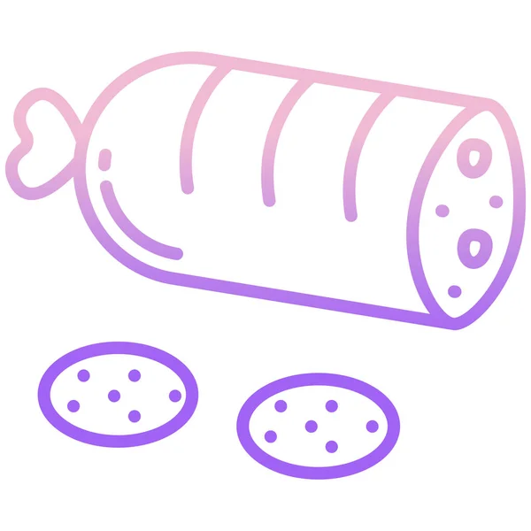 Salami Eten Web Icoon Eenvoudige Illustratie — Stockvector