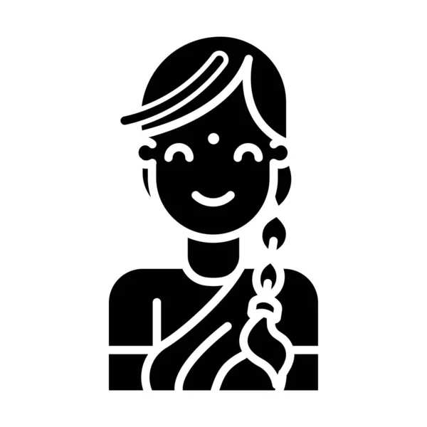 Icône Vectorielle Simple Illustration Fille Indienne — Image vectorielle