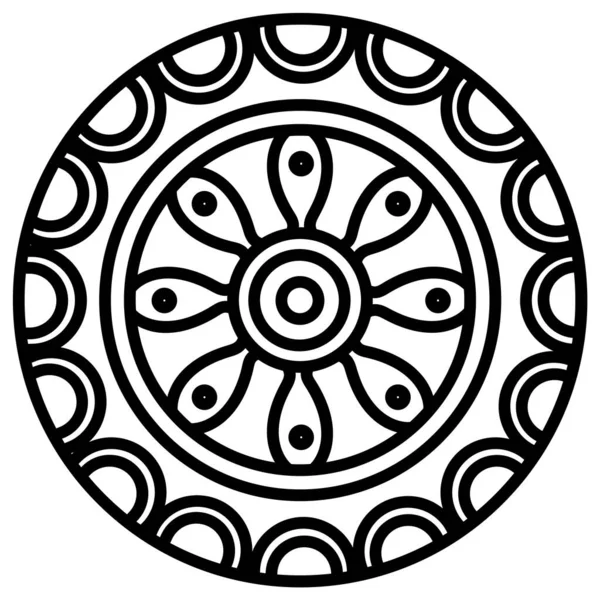 Adorno Mandala Blanco Negro Ilustración Vectorial — Vector de stock