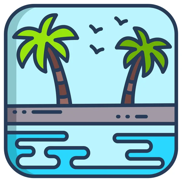 Playa Icono Web Ilustración Simple — Archivo Imágenes Vectoriales