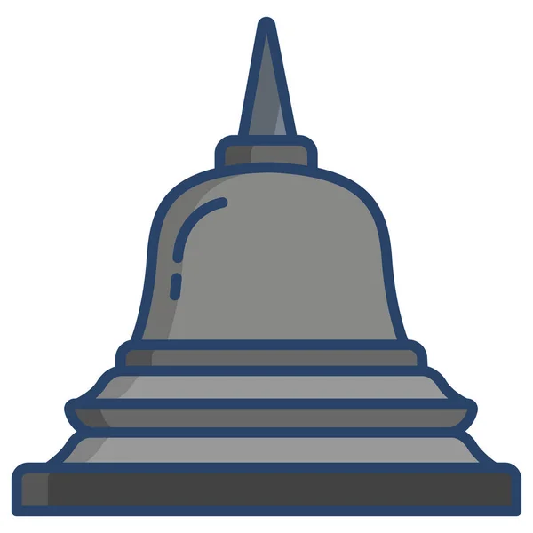 Icono Vector Simple Ilustración Borobudur — Vector de stock