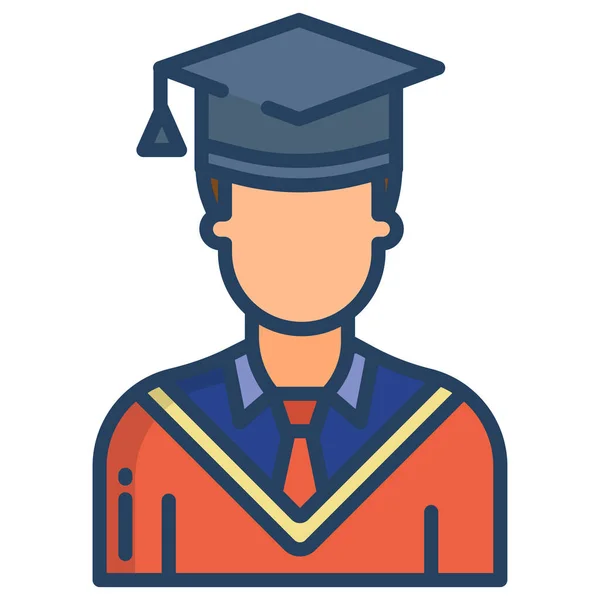 Eenvoudige Vector Icoon Illustratie Van Mens Graduatie Hoed — Stockvector