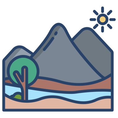 Dağ. Web simgesi basit illüstrasyon