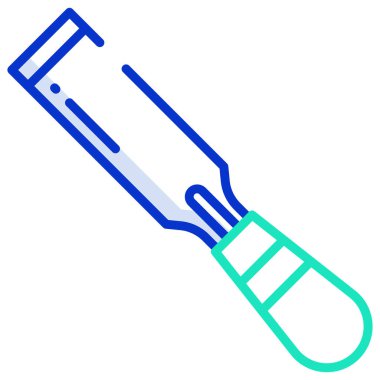 Elektrikli tornavida vektör simgesi. biçim iki renkli düz sembol, mavi ve beyaz renkler, yuvarlak açılar, ışık