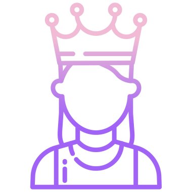 Taç ikonlu kadın. Web tasarımı için moda kıyafet vektör simgelerinin basit çizimi