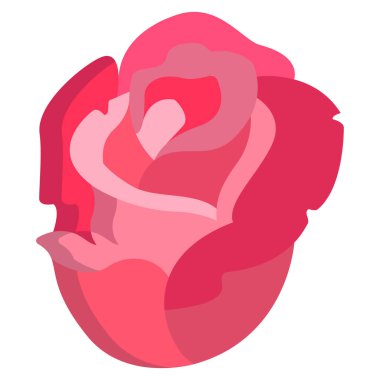 Mor yapraklı güzel pembe gül başı, vektör illüstrasyonu