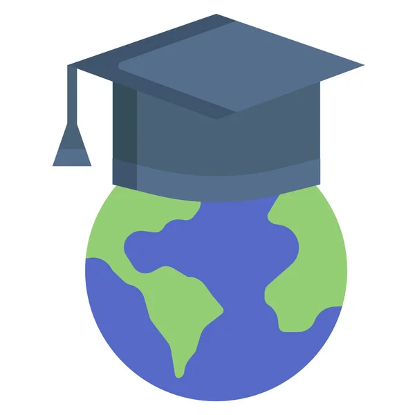 Graduatie Cap Met Globe Diploma Vector Illustratie Ontwerp — Stockvector