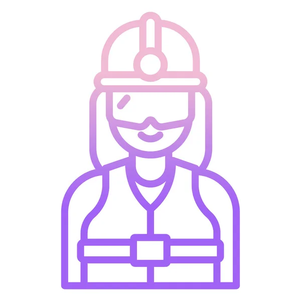 Icono Del Casco Astronauta Contorno Femenino Trabajador Vector Símbolo Ilustración — Vector de stock