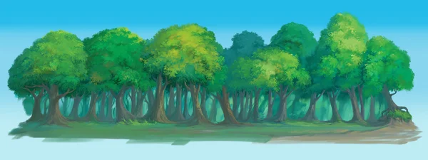 Bosque fondo pintado ilustración —  Fotos de Stock