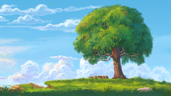 Big tree painting for illustration