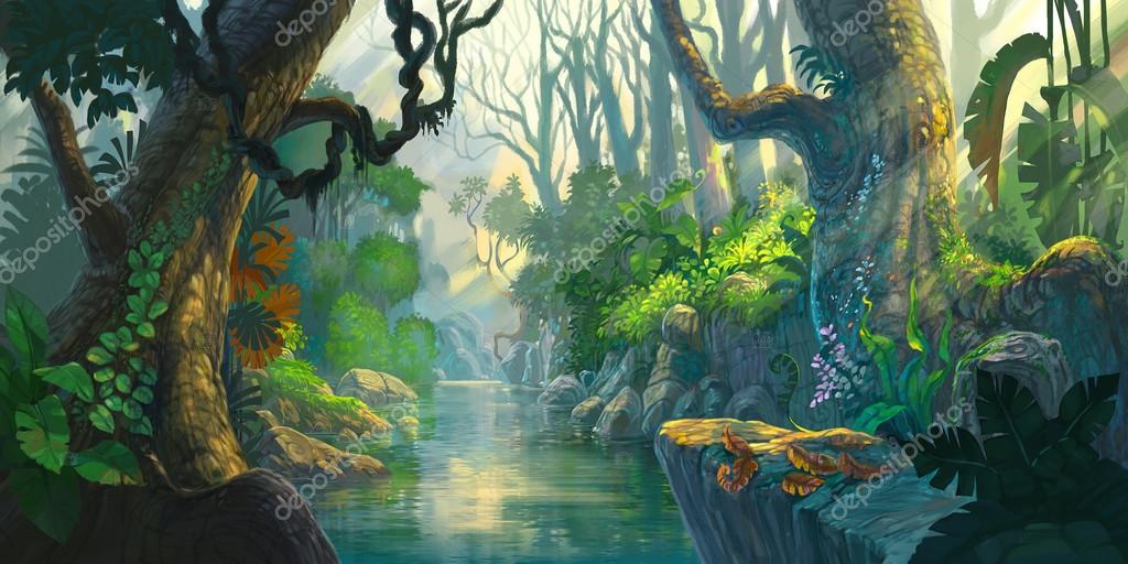 ファンタジーの森絵画イラスト — ストック写真 © NoreeFly #119030766